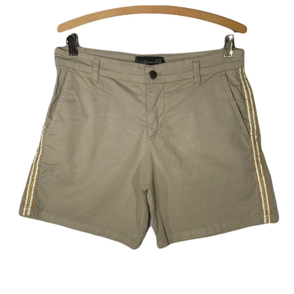 LIOLA Made in Italy Beige Shorts with Gold Strip on Sides Womens Size 38 (4/6)